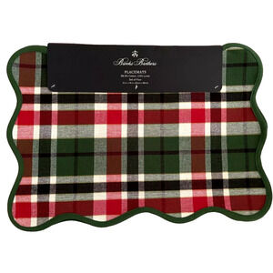 Brooks Brothers Christmas Plaid Placemat Set of 4 Holiday Green Red White 13x19